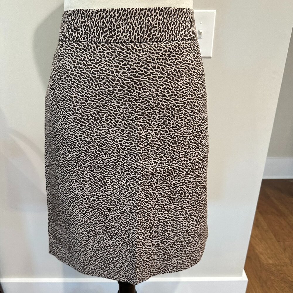 Loft Animal Print Skirt - Fully Lined - Brown & Cream - Size 10